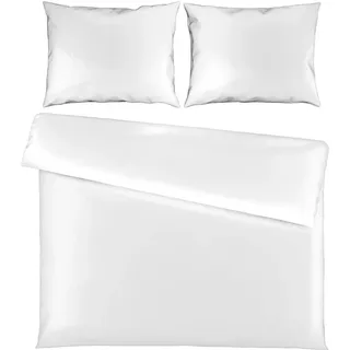 Novel Bettwäsche , Weiß , Textil , Uni , 200x200 cm , pflegeleicht, atmungsaktiv, schadstoffgeprüft , Heimtextilien, Bettwäsche & Leintücher, Bettwäsche, Satin-Bettwäsche