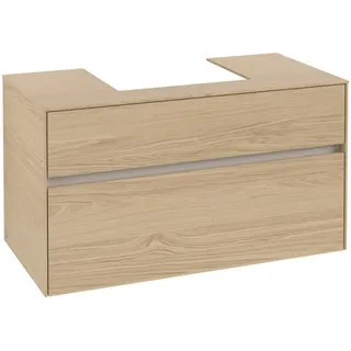Villeroy & Boch Collaro Waschbeckenunterschrank, 2 Auszüge, Waschbecken mittig, 1000x548x500mm, C01600VJ, Farbe: Front/Korpus: Nordic Oak, Griff: Cashmere Grey