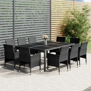 Festnight Rattan Gartenmöbel Set 10 Personen Terrassenmöbel Außen Gartenmöbel Set 10 Stühle mit Tisch Sitzgruppe Outdoor Gartentisch mit Stühlen Set Garten Essgruppe Wetterfest Gartengarnitur