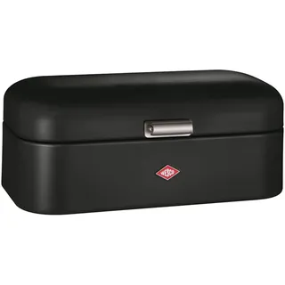 Wesco Grandy Brotkasten in der Farbe mattschwarz, pulverbeschichtetes Stahlblech, Lüftungslöcher und stabiler Handgriff