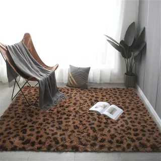 Lifup Rechteck Langflor Teppich Flauschig, Teppich Shaggy Anti Rutsch Pflegeleicht für Wohnzimmer Schlafzimmer Kinderzimmer Leopard 2 150 x 200 cm