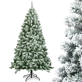 Costway Künstlicher Weihnachtsbaum mit Schnee, 928 Spitzen PVC 180cm, Tannenbaum