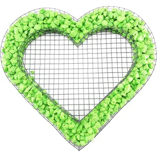 Herz Gitter Grabschmuck Grabgestaltung Gartendekoration mit Buntsteinen Glassteinen Natursteinen Füllart: Buntsteine Farbe Steine: Verde Mela