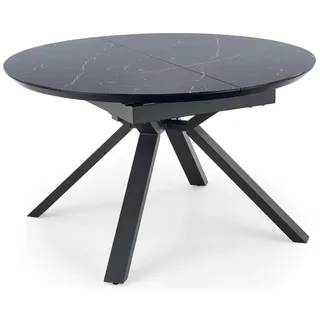 Halmar Runden klappbarer esstisch Schwindel - schwarzer Marmor / Schwarz - Schwarz