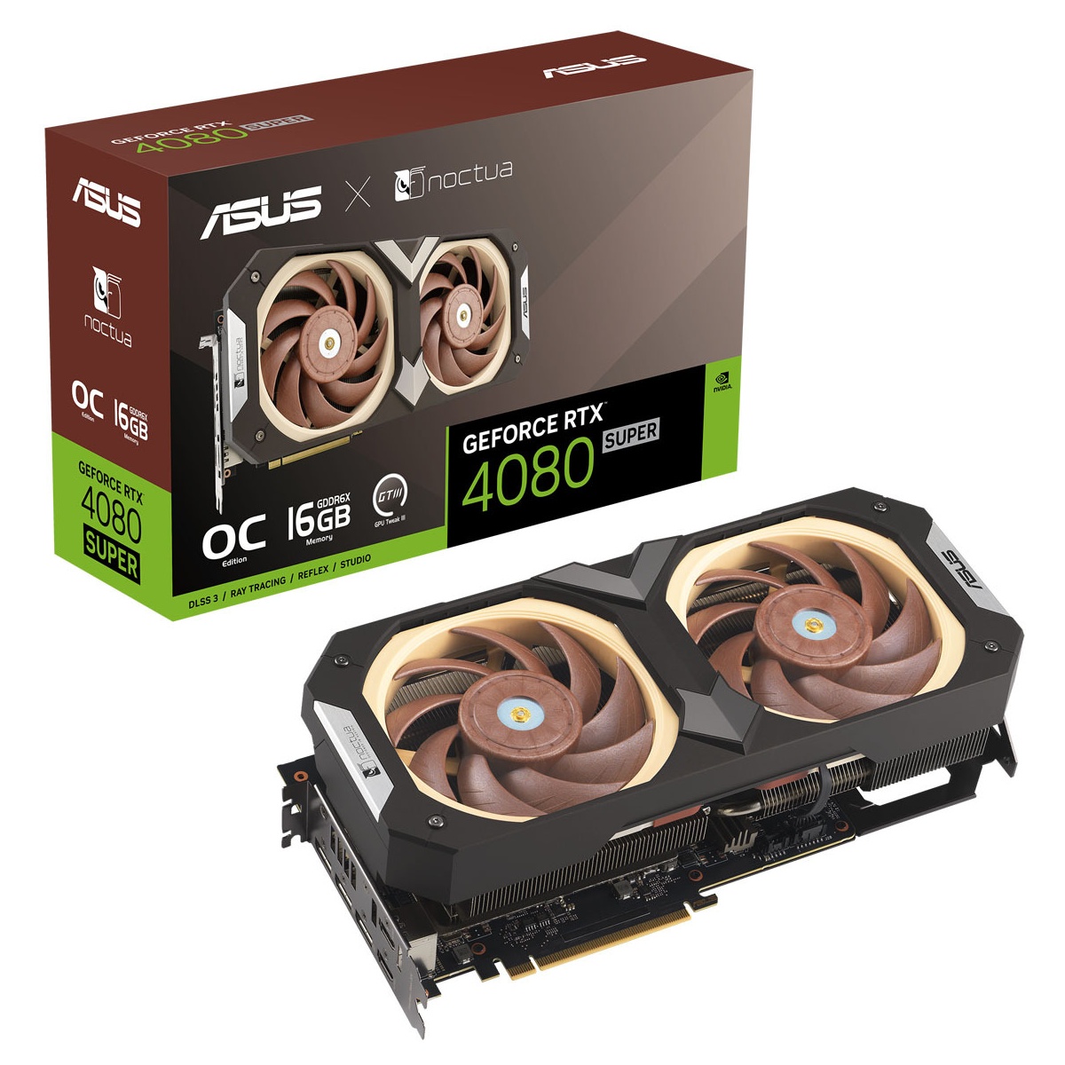 Bild von GeForce RTX 4080 SUPER OC Edition, RTX4080S-O16G-NOCTUA, 16GB GDDR6X, 2x HDMI, 3x DP (90YV0KA2-M0NA00)