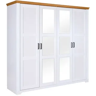 Inter Link Maluno Kleiderschrank Massivholz Kiefer Weiß/Oak Colori