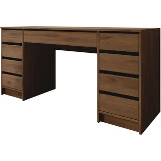 Mirjan24 Schreibtisch / Schminktisch Ada Bis, Schlafzimmer Kosmetiktisch mit neun Schubladen (Farbe: Nuss Okapi) - Braun