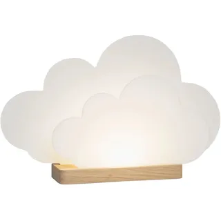 LED Tischlampe Kinderzimmer B: 35 cm dimmbar Holz Acryl Weiß 3000 K Wolkenlampe