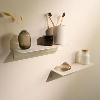 Designfabrik Hamburg Wandregal ohne Bohren | Duschregal selbstklebend | Ablage für Bad, Gästebad, Küche | Modernes Design | 30 cm | Weiß Doppelpack