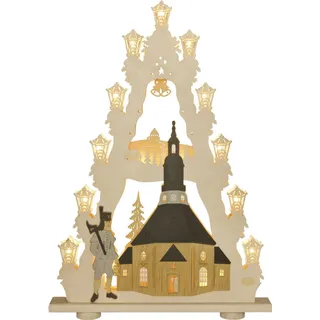 LED Lichterspitze 15 flg. "seiffner kirche" 52,0x67,0x6,0cm NEU Schwibbogen