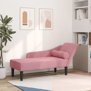 Schlichtes Chaiselongue mit Kissen Rosa Samt - Recamieren DE5873818 1parcel - Rosa