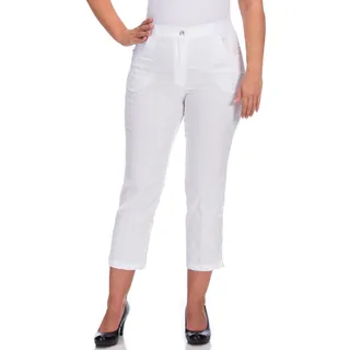 7/8-Hose KJBRAND "BEA 7/8", Damen, Gr. 56, N-Gr, weiß, Web, Obermaterial: 47% Baumwolle, 45% Polyester, 6% Viskose, 2% Elasthan, figurumspielend 7/8-Länge, Hosen 7/8-Hose, bügelfrei