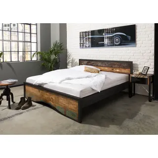 MASSIVMOEBEL24.DE Bett Altholz 200x200 mehrfarbig lackiert INDUSTRIAL #111