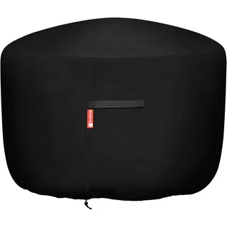 Runde Gas-Feuerschale/Tischabdeckung – robustes 600D-Polyester mit PVC-Beschichtung, 100% witterungsbeständig und wasserdicht, passend für 91.4 cm, schwarz, 91.4 cm Durchmesser x 61.4 cm Höhe