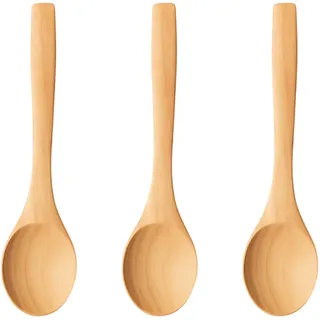 3 Stück Holzlöffel klein 13x3cm - Natur Holz Kochlöffel Set für Kinder, umweltfreundliches Holz Besteck für Suppe, Kaffee, Honig, küchenutensilien