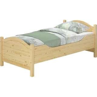 Seniorenbett extra hoch 100x200 Massivholz Kiefer Holz Einzelbett Gäste Zubehör wählbar V-60.40-10ohne Zubehör - Naturbelassen