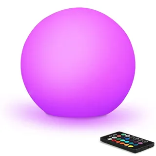 Mr.Go 12" Wasserdicht Außen Kugelleuchte LED Kugellampe mit Fernbedienung, RGB Farbwechsel Leuchtkugel Garten Kugel, 16 RGB Farben, Dimmbar Nachtlicht für Zuhause und Dekorieren