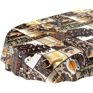 ANRO Wachstuchtischdecke abwaschbar Oval 140 x 180 cm Schwarz