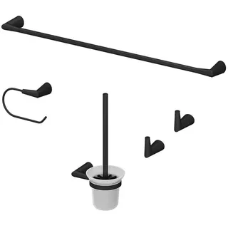 Vicco Badzubehör-Set Tauri Schwarz 5 Teile , Metall , Rechteckig , 16x8.8x6.9 cm , Badaccessoires