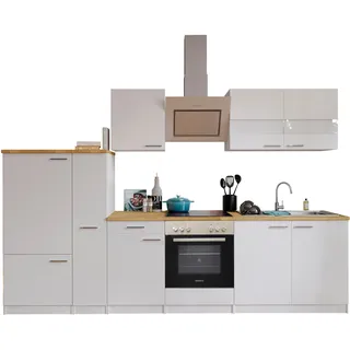 Respekta Küchenzeile Küchenblock Einbauküche Weiß Malia 300 cm