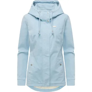 Cordjacke RAGWEAR "Cordjacke Alvena Cordy YOUMODO", Damen, Gr. L, blau (arctic blau), Obermaterial: 98% Baumwolle CO. 2% Elasthan EL.  Obermaterial: Futter: 100% Polyester PES., figurumspielend, hoch geschlossener Ausschnitt, Ärmel ohne Ärmelschlitz abgesteppte Kante, Jacken Cordjacke, Sportliche leichte Kordjacke mit Kapuze