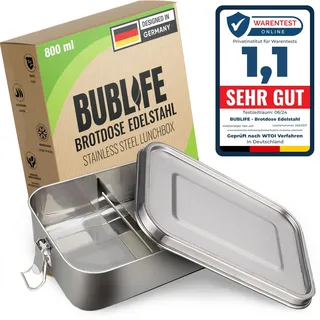 Bublife 800ml Brotdose, Lunchbox, Brotdose Kinder mit Fächern, Bento Box Kinder, Jausenbox Kinder, Lunchbox Erwachsene, Edelstahl Brotdose mit Fächern, Brotdose Erwachsene