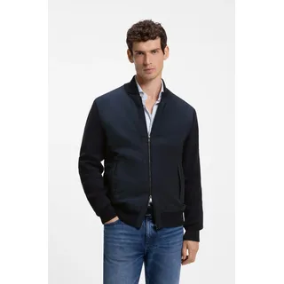 Hybridjacke BOSS "C Levaio", Herren, Gr. M, schwarz (dunkelblau404), Strick, Obermaterial: 100% Baumwolle, unifarben, regular fit normal, Rundhals, Bündchen, Jacken Hybridjacke, Rippstrickkragen, Regular Fit, 2-Wege-Zipper