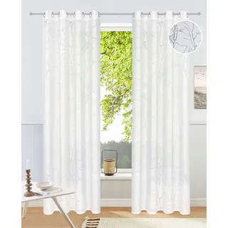 Gardine OTTO HOME "Anna" Gr. 2, weiß, B:140cm H:175cm, Ausbrenner, Polyester, Viskose, Gardinen, Gardine, Bestseller, Äste-Motiv, Viskose, Polyester, Topseller