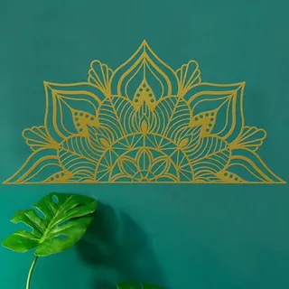 ESTART Große Metall-Mandala-Wanddekoration | Einzigartige Lotusblumen-Wandkunst für Zuhause Schlafzimmer Büro drinnen und draußen (Gold)