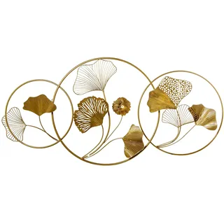 DRW Rechteckige Wandleuchte aus Metall mit goldenen Blättern, 6 x 119 x 59 cm