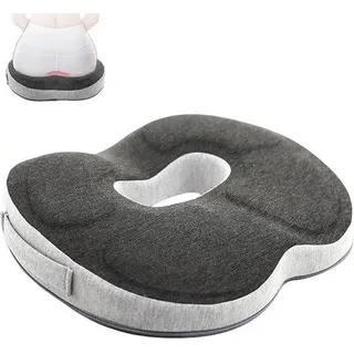 Unyqoos® Ergonomisches Donut‐Sitzkissen aus Memory‐Schaum – Druckentlastung für Steißbein & Lenden, abnehmbarer waschbarer Bezug, mobil - Grau