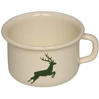 Riess, 0299-072, Kaffeeschale Ø 10cm, HIRSCH GRÜN, Emaille, Vol. (rec.): 0,4 Liter, Made in Österreich, LBH: 13,5x11,6x7,2cm, 0,240kg, Deckel, Induktionskocher kompatibel, Gasherd geeignet