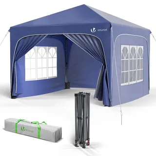 VOUNOT Faltpavillon 3 x 3 m inkl. 4 Seitenteile Blau