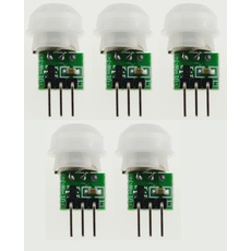 FamilyMall 5 Stück IR PIR Bewegungsmelder AM312 DC 2,7 V bis 12 V Menschlicher Sensor Pyroelektrischer Infrarot-Detektor Module für Arduino
