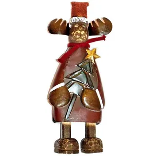 Deko Figur Rentier Elch Weihnachten Tannenbaum Mütze Stern 33 cm
