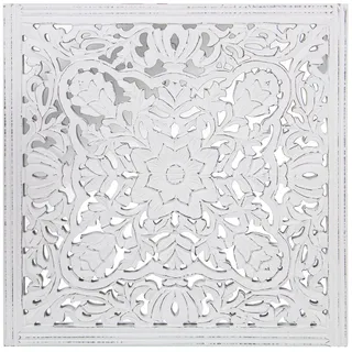 DRW Altarbild quadratisch aus MDF-Holz durchbrochen mit Spiegel in Weiß, 100 x 2,5 x 100 cm, Mehrfarbig, estandar