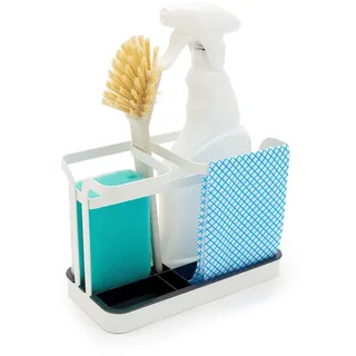 simplywire – Spülbecken-Caddy – Retro Flachdraht Spülbecken-Organizer – Weiß pulverbeschichteter Stahl