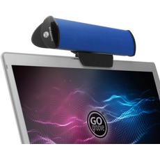 GOgroove SonaVERSE PC Soundbar für Laptops - USB-betriebene Mini-Soundbar mit tragbarem externem Clip-On-Lautsprecherdesign für Monitor, EIN Kabel für Audio und Strom (Blau)