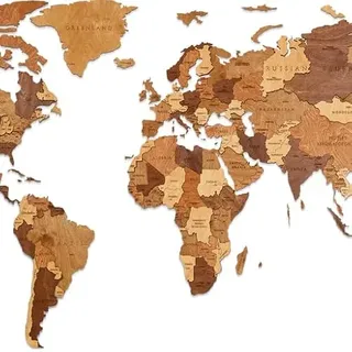 EWA Eco-Wood-Art - Holzpuzzles für Interieur und Design - Weltkarte L Schokoladenwelt- Souvenir, Geschenk, Küche, Wohnkultur, Interieur - 127 Stück