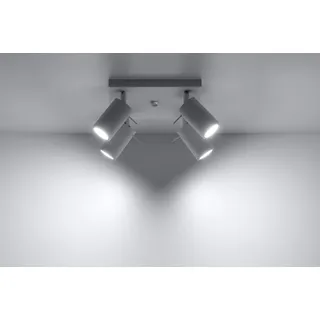 MiaLux PLAZA 4 Deckenleuchte | Minimalistisches, Modernes Design, Verstellbarer Arm und Lichtrichtung | Austauschbares GU10-Leuchtmittel, 4 x 40 W | Stahl, weiß, 25 x 25 x 16 cm