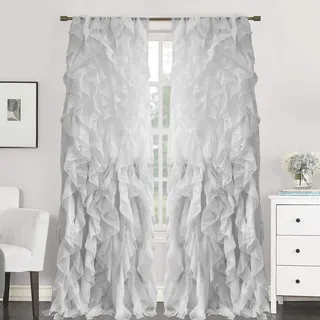 Sweet Home Collection Voile Vorhang Ösen 213 x 127 cm Silber 2 Stück