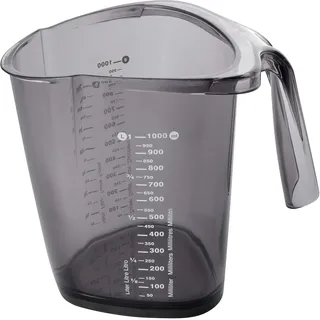 Dr. Oetker Messbecher 1000ml, Messkanne aus robustem Kunststoff, dreiecksförmiger Messbecher mit vielfältiger Skalierung, auch internationale Maßangaben, (Maße: 19x16x12,5 cm), (Farbe: blau), Menge: 1 Stück