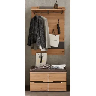 Garderoben Set inkl. Sitzkissen MANRESA-36 in Artisan Eiche Nb. mit Graphit, B/H/T: ca. 190/80/38 - Braun