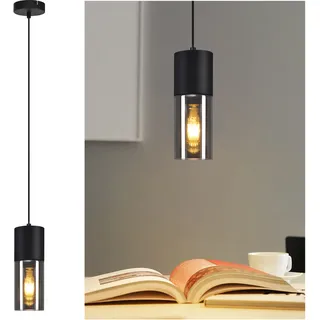 ZMH Pendelleuchte Schwarz Esstisch Pendellampe 1 Flammig Hängeleuchte E27 Küche Glas Metall Hängelampe Industrie Modern für Wohnzimmer Schlafzimmer - Schwarz