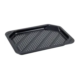 CHG® Grill- und Ofenschale Emaille, mit Lochung, Höhe: 2,5 cm, Hitzebeständige und schnittfeste Grillschale mit einer Materialstärke von 0,5 mm, 1 Stück, Maße (L x B x H): 41 x 31,5 x 2,5 cm