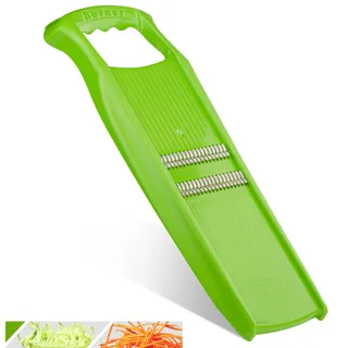 Börner Roko PowerLine Julienne Reibe - Feine Gemüse Streifen - Grün | Für Rohkost - 1,5 mm Schnittgut - Doppelseitige Edelstahlklingen - Ergonomischer Griff - BPA-frei - Made in Germany