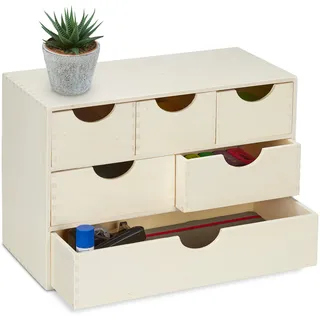 Relaxdays Schubladenbox 42,5 x 31 x 22,2 cm 1-tlg. beige