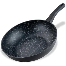 Fackelmann Wokpfanne Marble 28 cm, Antihaft-Wok aus 90% recyceltem Aluminium mit ergonomischem Kunststoff-Griff, großer Wok mit hohem Rand zum Kochen, für Induktion geeignet