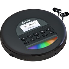 KLIM Nomad - Tragbarer CD-Player Discman mit langlebigem Akku - Inklusive Kopfhörer - Kompatibel mit CD-R, CD-RW, MP3 - Mit TF-Reader, Radio FM, Bluetooth - Ideal für Autos - NEU 2024