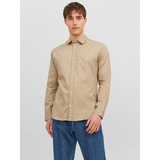 Jack & Jones Langarmhemd »JJEGINGHAM TWILL SHIRT L/S NOOS«, beige